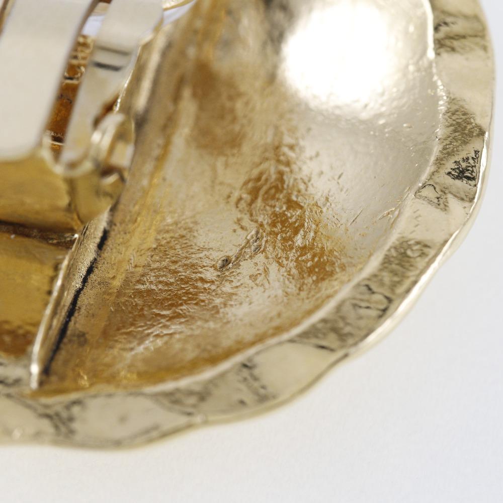 CHANEL COCO Mark Earring Matelasse Plated Gold 37.5g Women Used