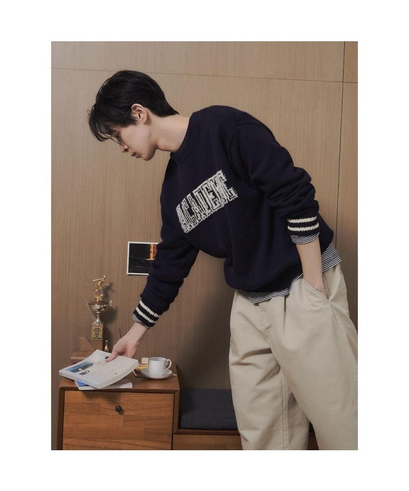 8SECONDS Varsity Lettering Round Knit Navy