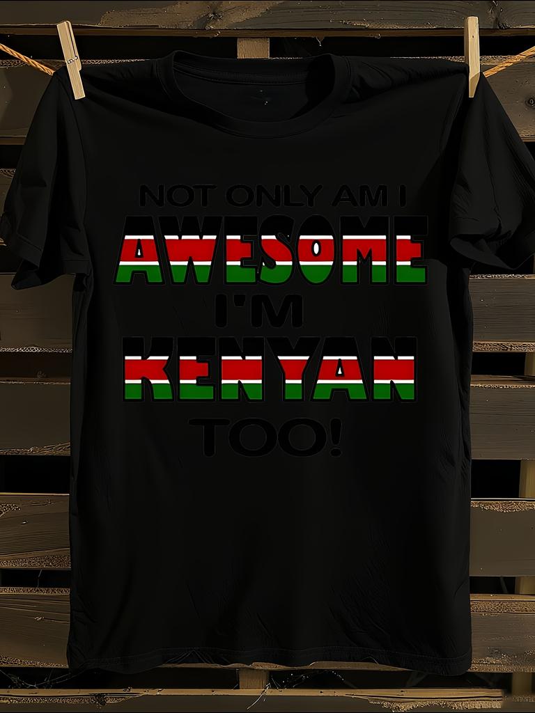 JOKES Kenya Kenyan Flag T-Shirt Mens Tshirt Womens Tshirts with Letters Print Short Sleeves T-Shirt Casual Street Tee Shirt Top