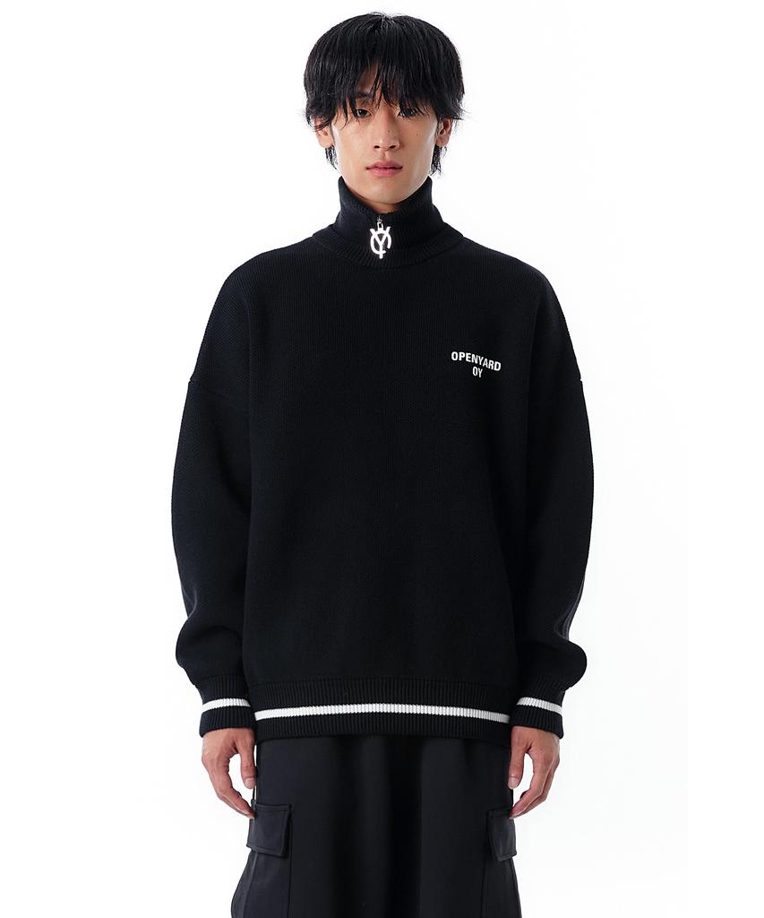 OHY Pola Zipper Paint Knit Mtm-Black