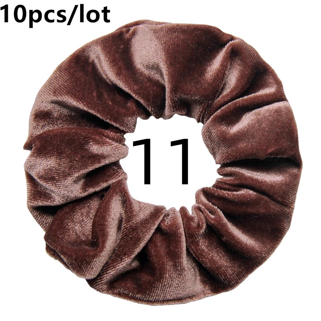 10pc/lot Scrunchies Velvet Scrunchies Hair Accessories For Women Elastic Bands Elegant Ponytail Solid Colors Coffee Black Grey