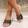 Sandals, Women's, Mid Heel, Thick Heel, Soft Leather, Sandals, Outerwear, Women's Shoes