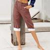 Fashion Pants For Women Solid Color Cotton Linen Fashion Loose High Waist Casual Cropped Pants
