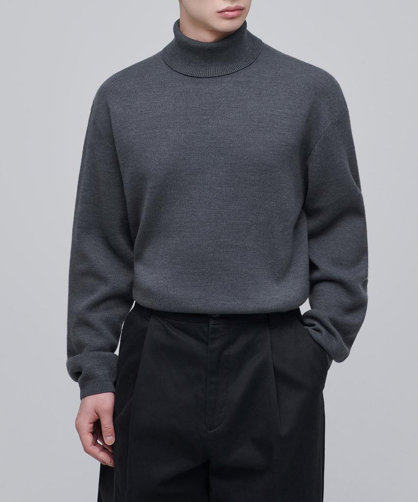 MUSINSA STANDARD Minimal Turtleneck Knit [Medium Gray]