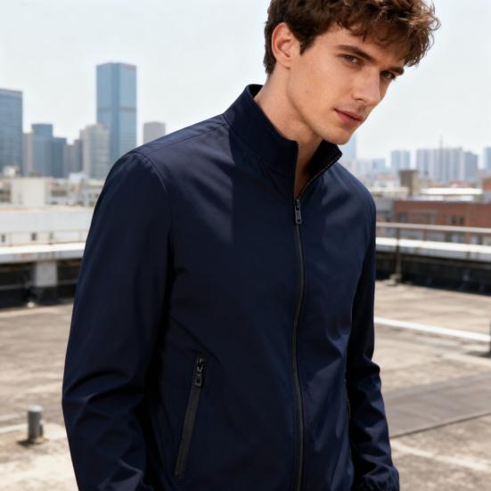 Мужская куртка со стойкой, длинными рукавами и застежкой-молнией, ветрозащитная куртка с карманами, стильная и темпераментная мужская верхняя одежда