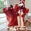 Animal Cat Onesie Women Men Pajamas Hooded Robe Warm Soft Sleepwear Overall Onepiece Jumpsuit Cosplay Costume Sleepwear Housecoat Loungewear Nightgown