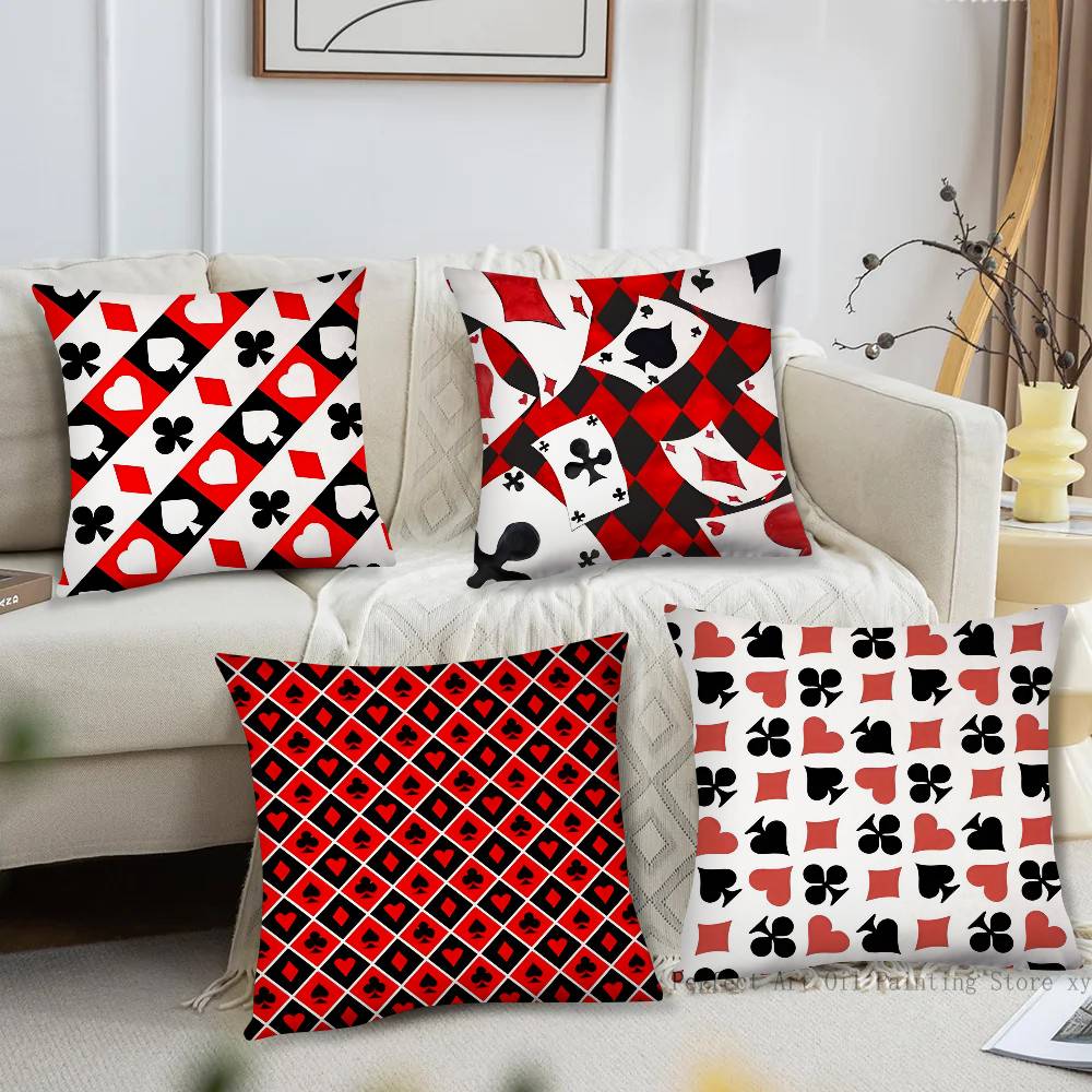 Playing Cards Pillow Case Fashion Square Pillowcase Bedroom Sofa Room Ins Decoration Leisure