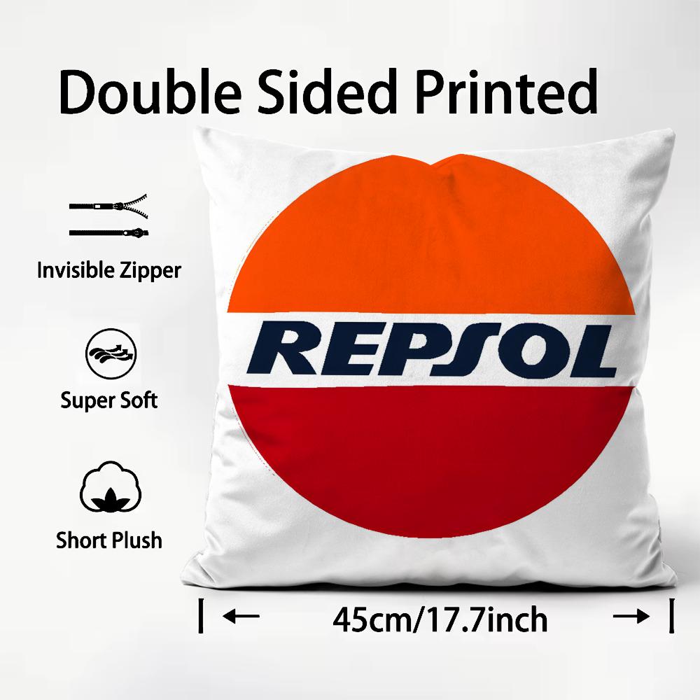 RRepsol Logo Cushion Cover Plush Fabric Soft DoubleSided Printed Sofa Warm Winter Home Child Gift Pillow Case