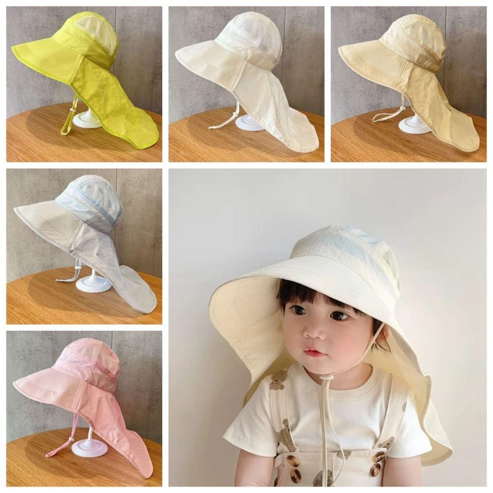 Solid Color Sunscreen Fisherman Cap Shawl Summer Sun Hat Casual Children Bucket Hat  Travel