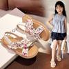 Детские сандалии для девочек модные с цветочным принтом туфли принцессы 2025 лето новая коллекция для девочек в иностранном стиле пляжная обувь сандалии на мягкой подошве