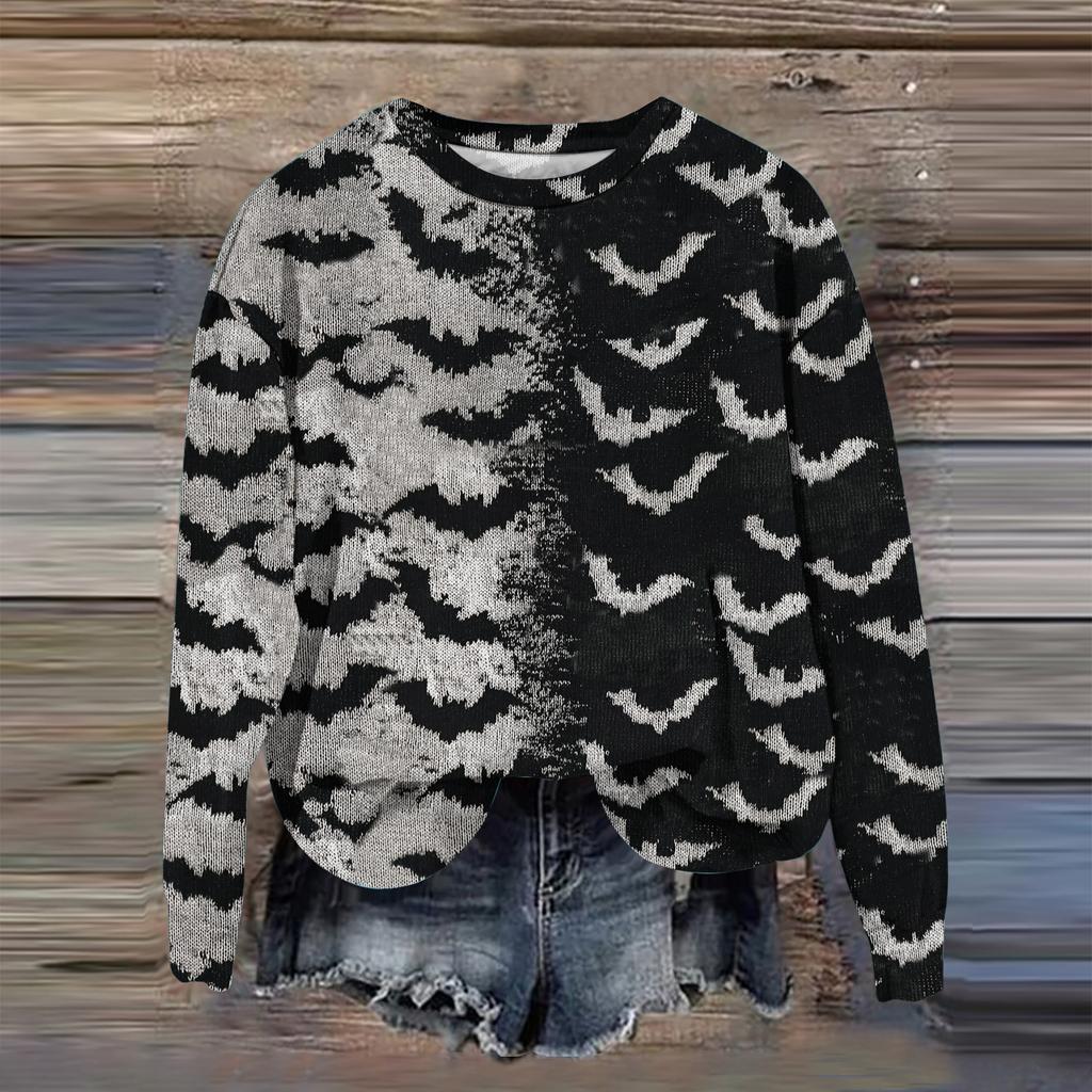 Women's Fashion Printed Long Sleeve Loose Round Neck Sweatshirt Top Fall