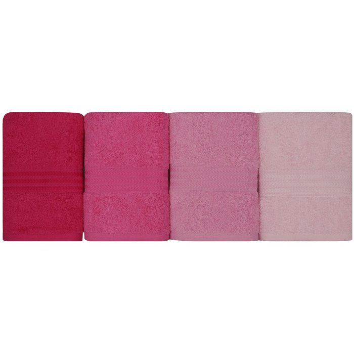 Ensemble de 4 serviettes à main - 50 x 90 cm - Rose