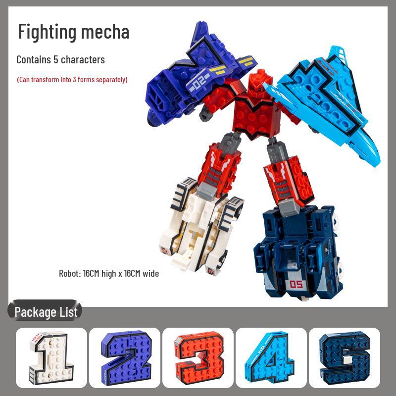 Large Kids' Number Symbol Transforming Robot Car Toy Set