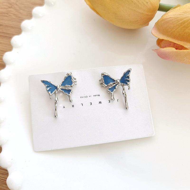 Необычные синие серьги-подвески в виде бабочек для женщин, минималистичный темперамент, модные украшения для вечеринок