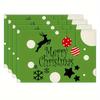 4-Pack Christmas Placemats with Deer, Pine Cone, and Snowflake Design, 12x18 Inch Square Polyester Table Mats, Machine Washabl