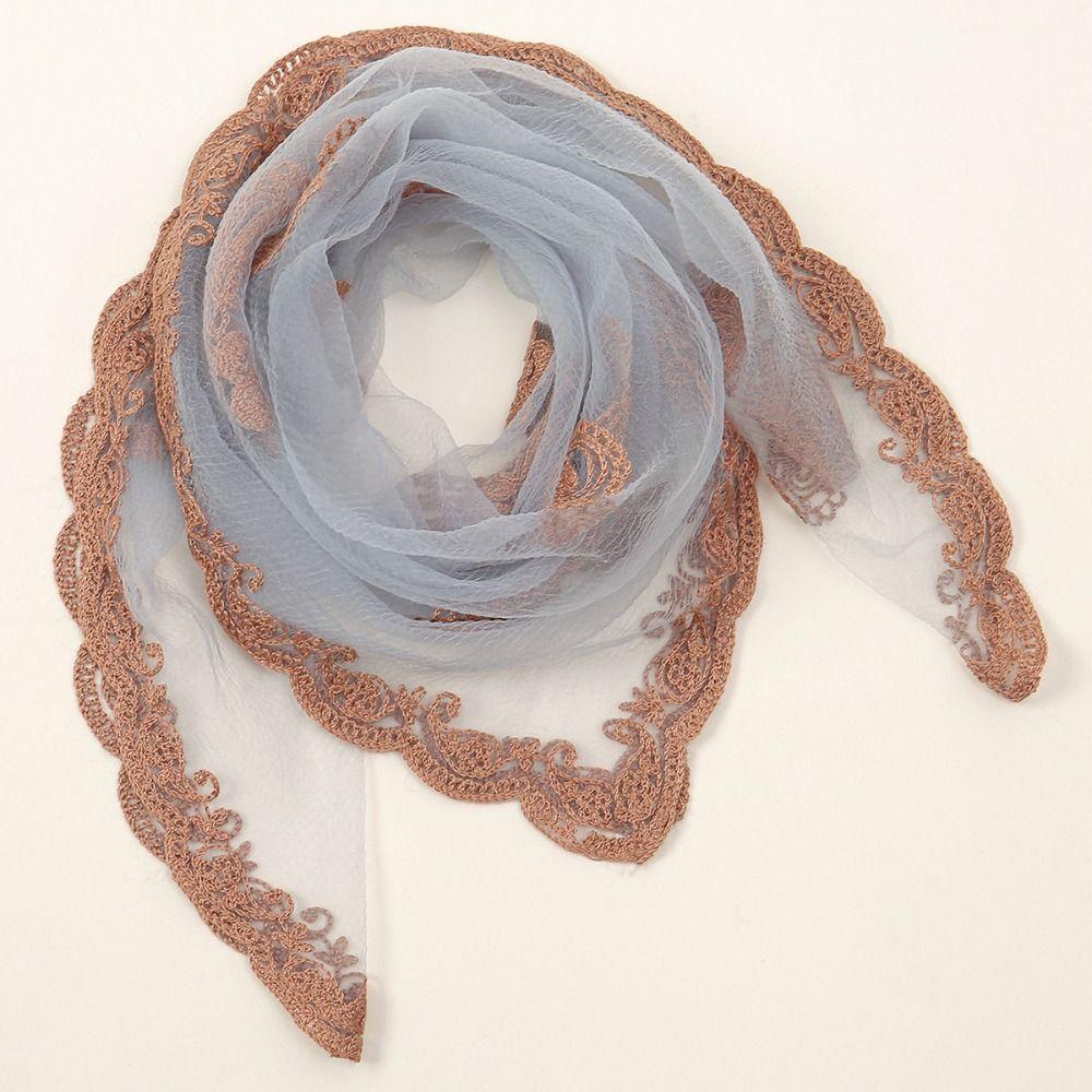 Hollow Out Foulard Bandana Embroidery Lace Handkerchiefs Elegant Hair Scarf Headband  Women