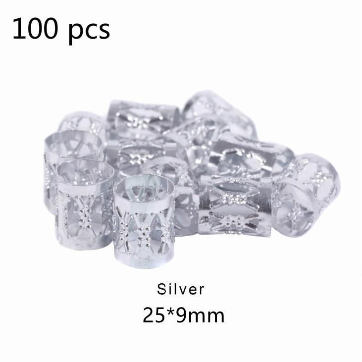 100/200 шт. серебряное золотое кольцо для волос для дредов, плетеные аксессуары для волос в стиле регги, аксессуары для волос в стиле хип-хоп, металлическая регулируемая пружина