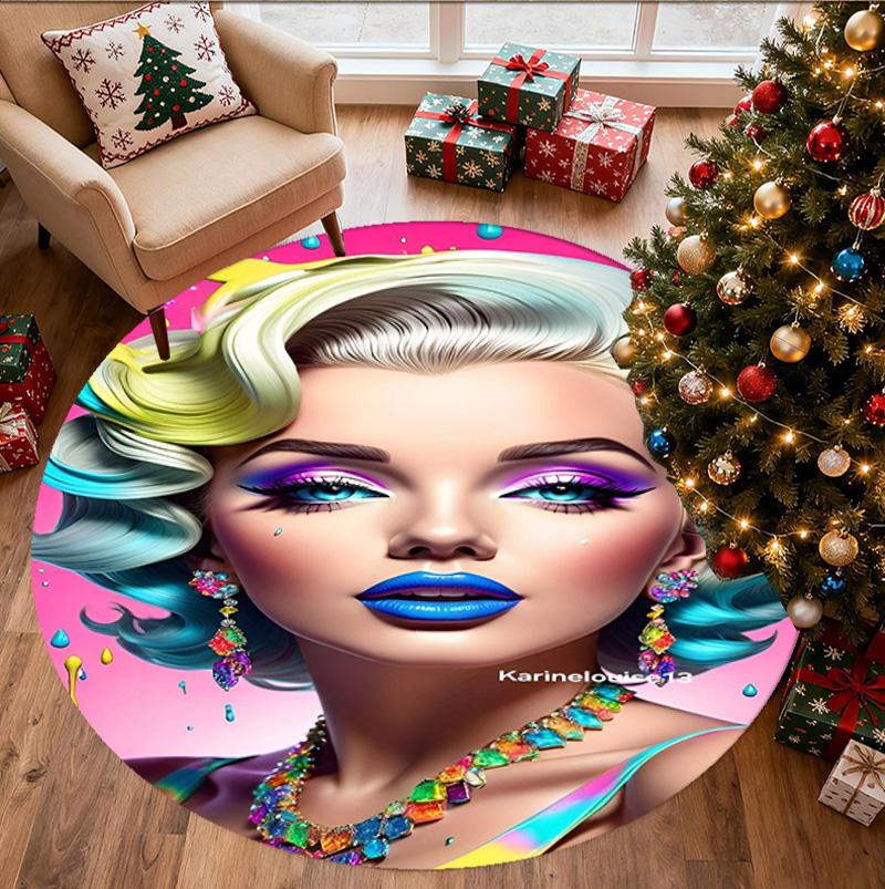 Marilyn Monroe Pattern Round Rug, Indoor/Outdoor Mat, for Picnic, Gameroom, Bedroom, Office, Living Room, Home Decor Carpet, Birthday Gift