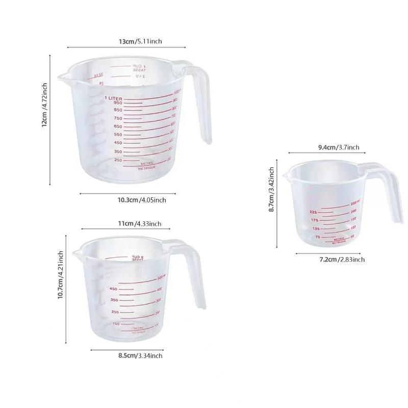 Plastic Transparent Graduated Measures Cup Household Kitchen Baking Measuring Tool Set Handle Design Cups Baking Cold Water Kettle Beaker