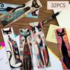 32pcs, Abstract Sketch Cat Bookmark, Cat Lovers, Suitable for Teachers, Readers, and Book Lovers, Birthday Gift.