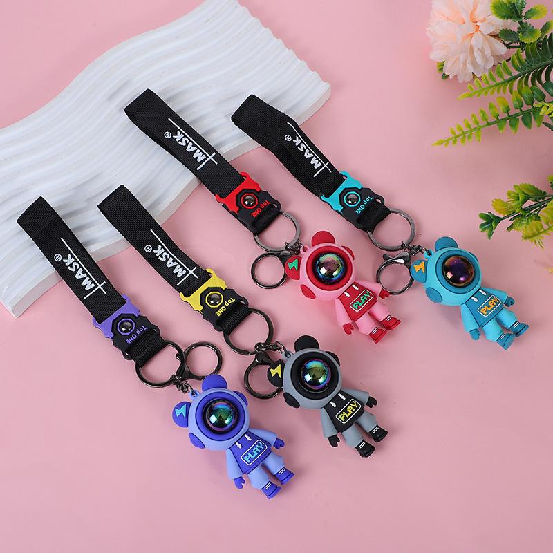 Брелок в виде мультяшного медведя-молнии, милый кукольный медведь-астронавт, сумка-подвеска