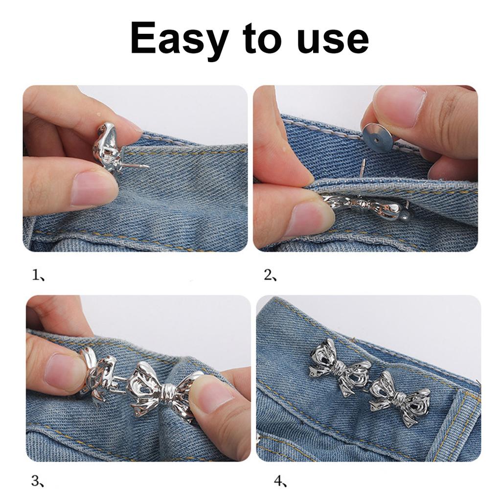 1PC  Bowknot Button Adjuster for Pants and Skirts Waist Tightener Adjustable Waist Buckle for Jeans No Sewing Required
