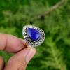 Throat Chakra Lapis Lazuli Stone Wife Anniversary Stackable Ring Sterling Silver