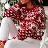 Winter Christmas Sweater for Women Jacquard Knitted Long Sleeve Clothes Warm Thicken Jumpers Pullover Tops Knitwear