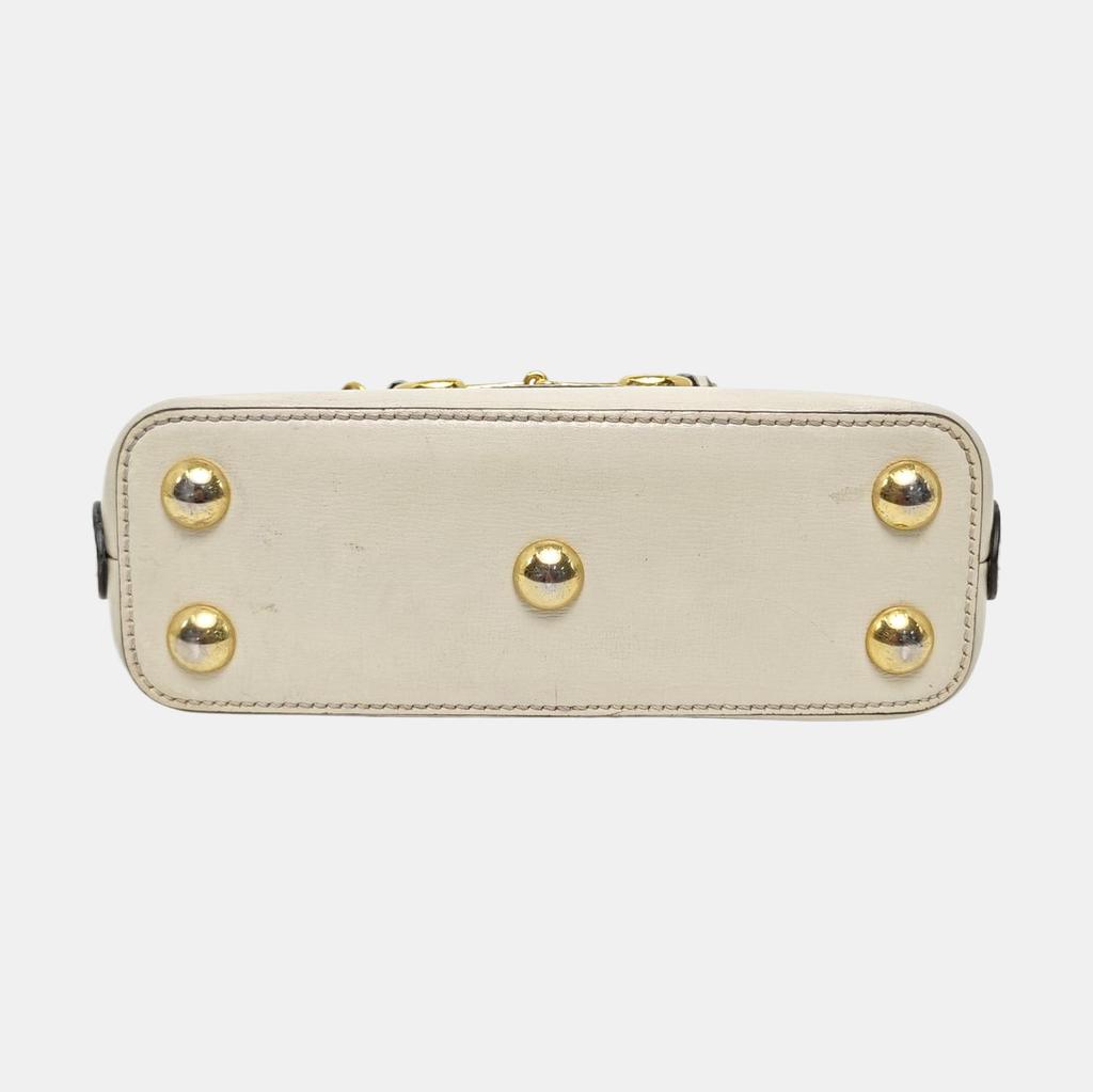 [Pre-Owned] Gucci Horsebit 1955 Mini Top Handle Bag 'GG Supreme/White' - Fair #1BSHVTV