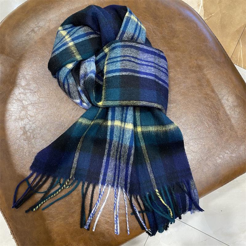 100% Wool Plaid Scarf for Women and Men - Warm, Stylish Gift for Winter