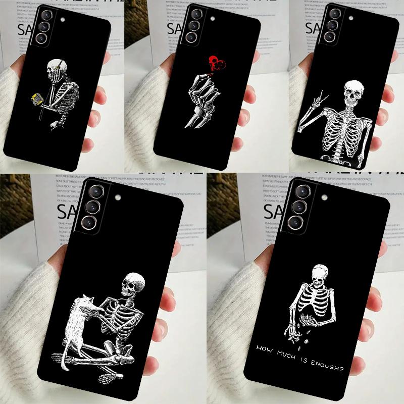 Эстетический чехол-скелет для Samsung Galaxy S22 S23 S24 Ultra Note 20 10 S8 S9 S10 Plus S21 S20 FE мягкий чехол