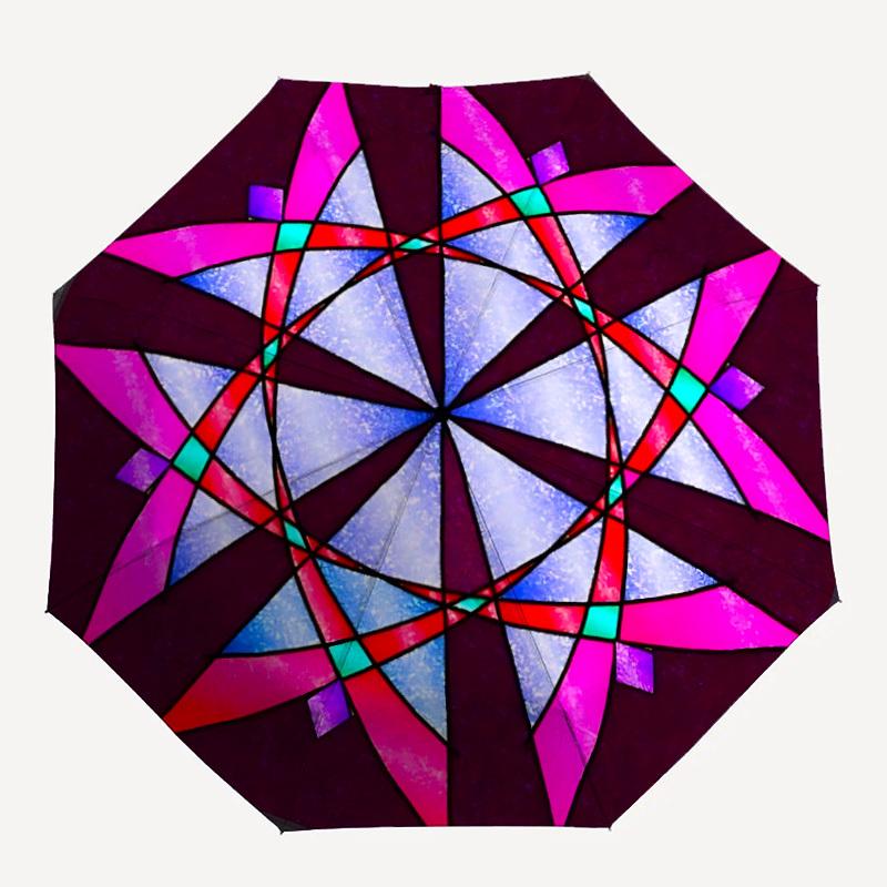 1pc Stained Glass Automatic Open/Close Umbrella - Compact Travel Umbrella, Gift for Birthday, Holiday yy260106039