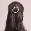 Women Geometric Hairpin Round Hollow Metal Frog Clip Golden Silver Color Glossy Surface Hair Clip Hair Accessory