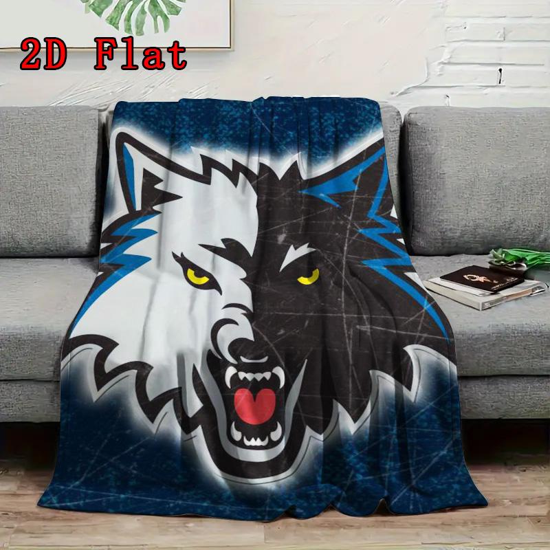 Wolf Head & Stripes 2D Flat Pattern Flannel Blanket High quality All Seasons Warmth and Comfort Perfect for Christmas Gifts.
