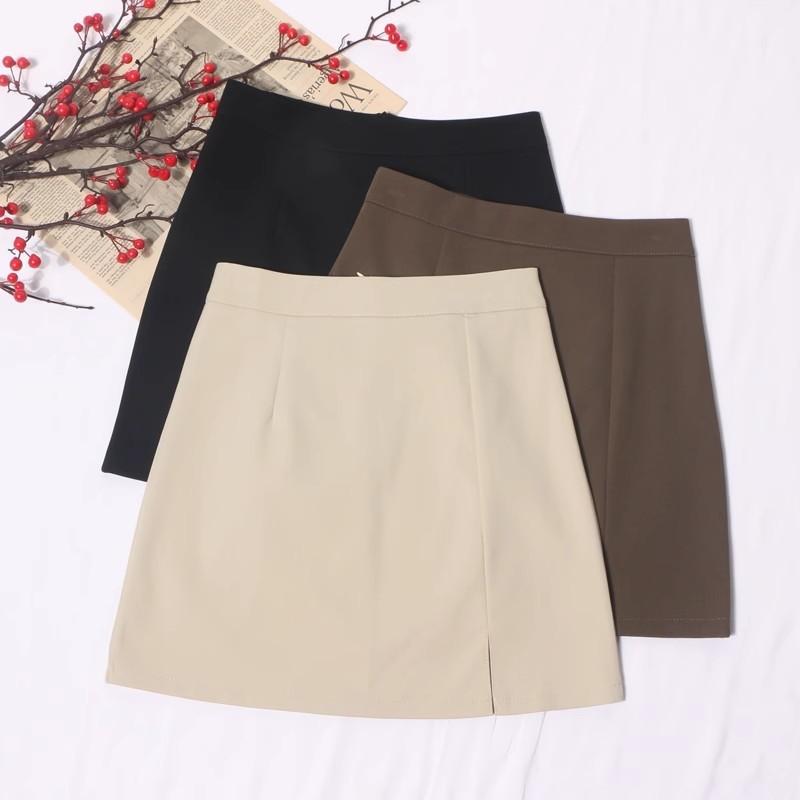 Casual Polyester A Line Skirt With Zipper For Streetwear Fashion Spring 2024
