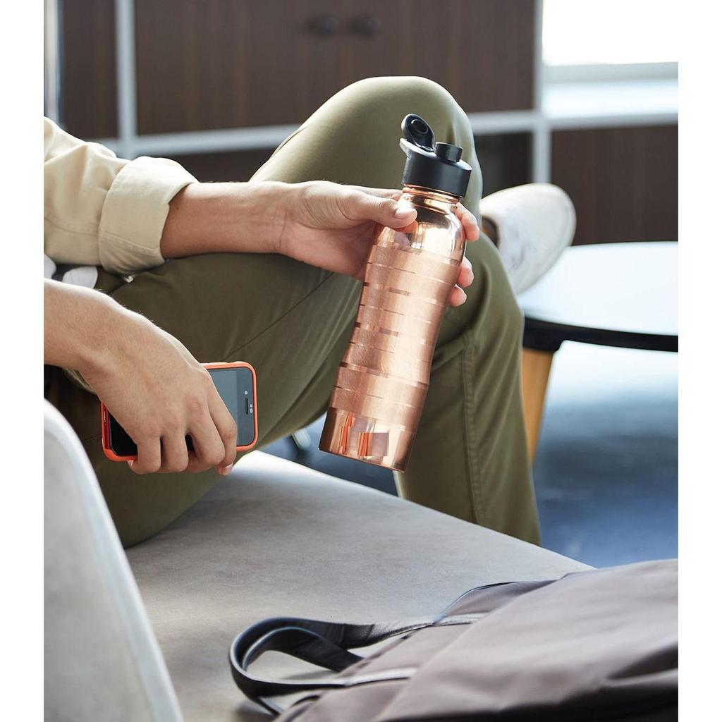 Медная бутылка для воды с откидной крышкой | 100% чистая медная бутылка для воды I Герметичная и устойчивая к ржавчине I Медная бутылка для дома, школы 950 мл (Пакет из 1)