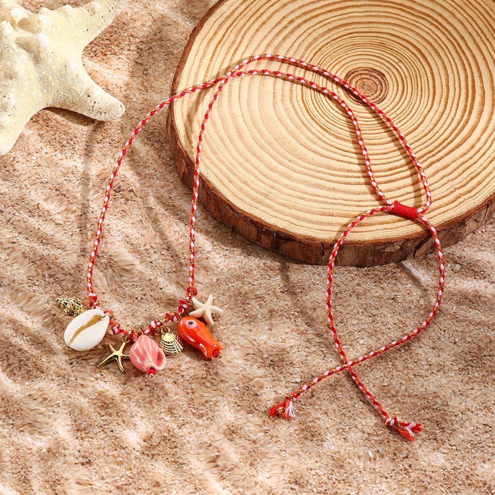 Ornaments Bohemian Shell Beads Necklace Adjustable Shell Starfish Beach Chain Daily