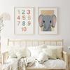 Cartoon Rainbow Elephant Lion Zebra Animal Posters Nursery Letter Wall Art Canvas Painting for Baby Bedroom Kids Room Decoration