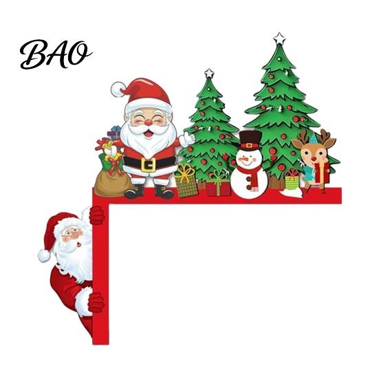 Snowman Door Frame Art Christmas Topper, Wooden Corner Sign, Santa Gingerbread Rustic Holiday Accents Man Decor for Home Party Decoration Decorations