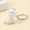 Брелок в виде 3D-мультяшной флокированной белой собаки, милый флокированный щенок, брелок в виде животного, сумка, кулон, рюкзак, подвеска, автомобильный декор, аксессуары, подарок