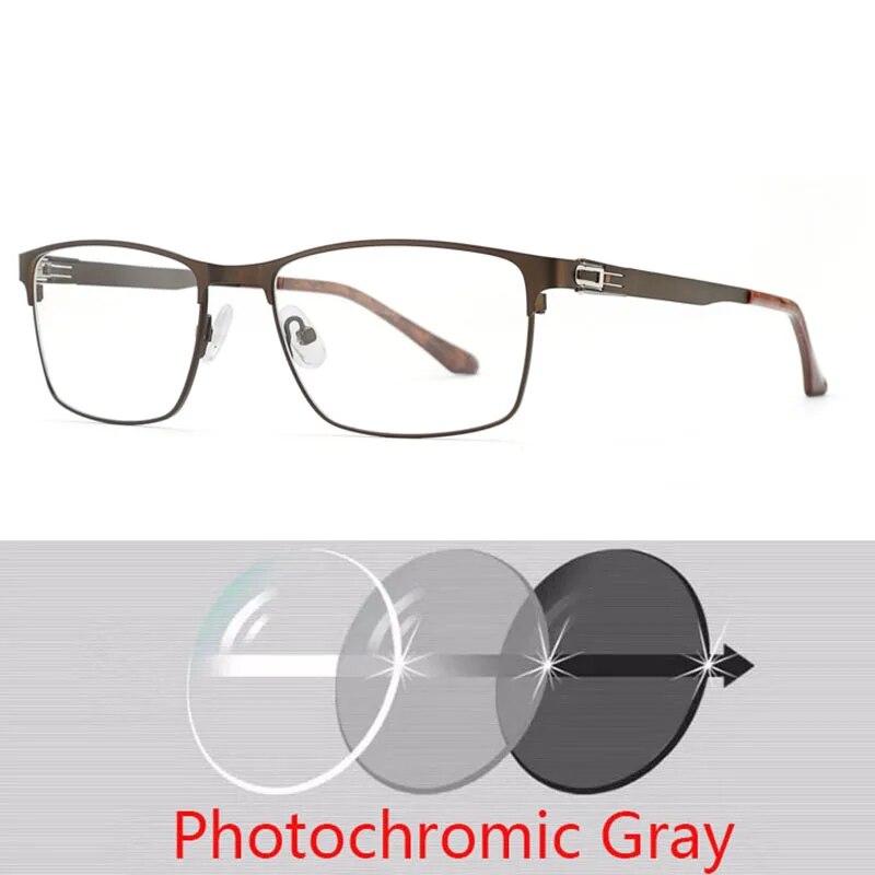 Дизайнерские очки для чтения без винтов, фотохромные серые очки для дальнозоркости, очки для дальнего зрения с силой от 0 до +400