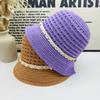 Gentle wind colored beads lace knitted hat spring and summer breathable sunscreen bucket hat versatile face small bucket hat Internet celebrities