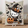 1pc Witch Hello Kitty Blanket, Seasonal Universal Home Decorative Throw Blanket for Room, Living Room, Travel, Camping, Car Blankets, Beach, Office Na