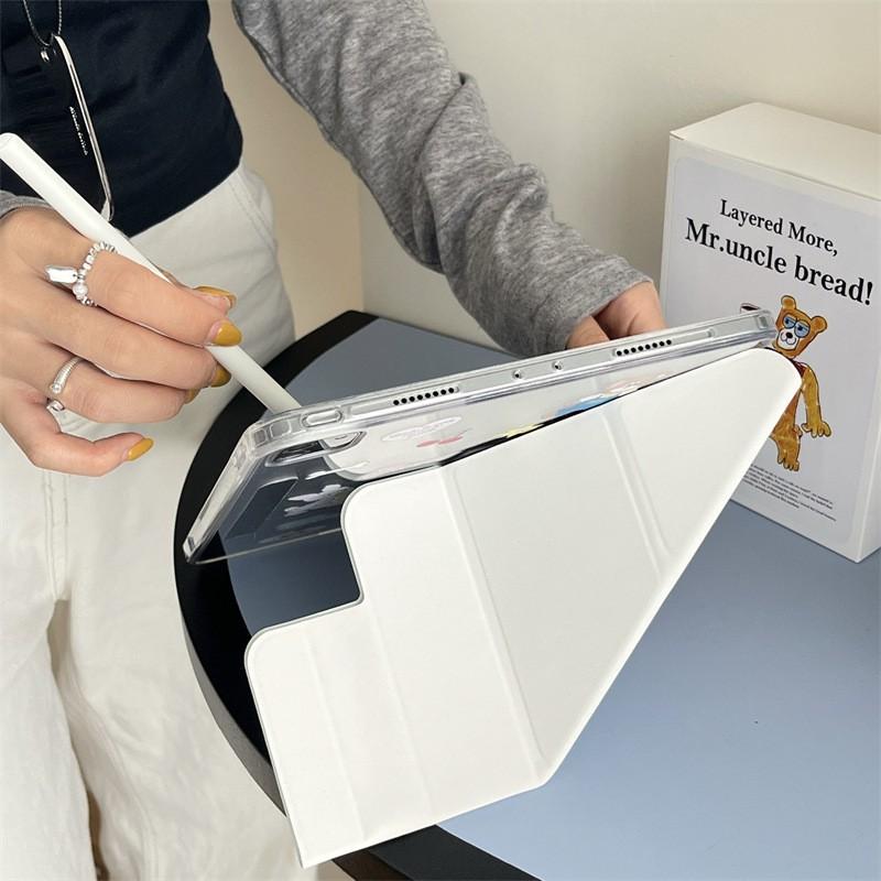 Cartoon Rabbit Magnetic Detachable IPad Case 10.5 Inch Tablet TPU Hard Shell With Auto Sleep Function