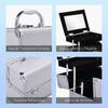 Professional Makeup Case Portable Cosmetic Case with 3-Level Trays and Mirror 2 Keys for Jewelry Manicure Travel 20x15x15 cm Silver
