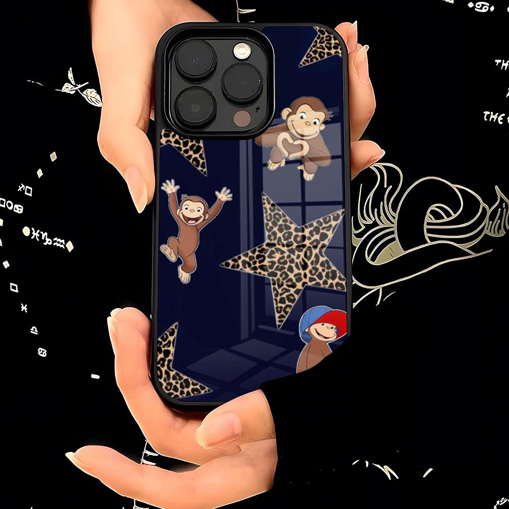 Curious G-George Monkey Phone Case PC+TPU For IPhone 15 16 17ProMax 13 16 11 12 14 Pro Xs Max Mini Xr X Plus Cover