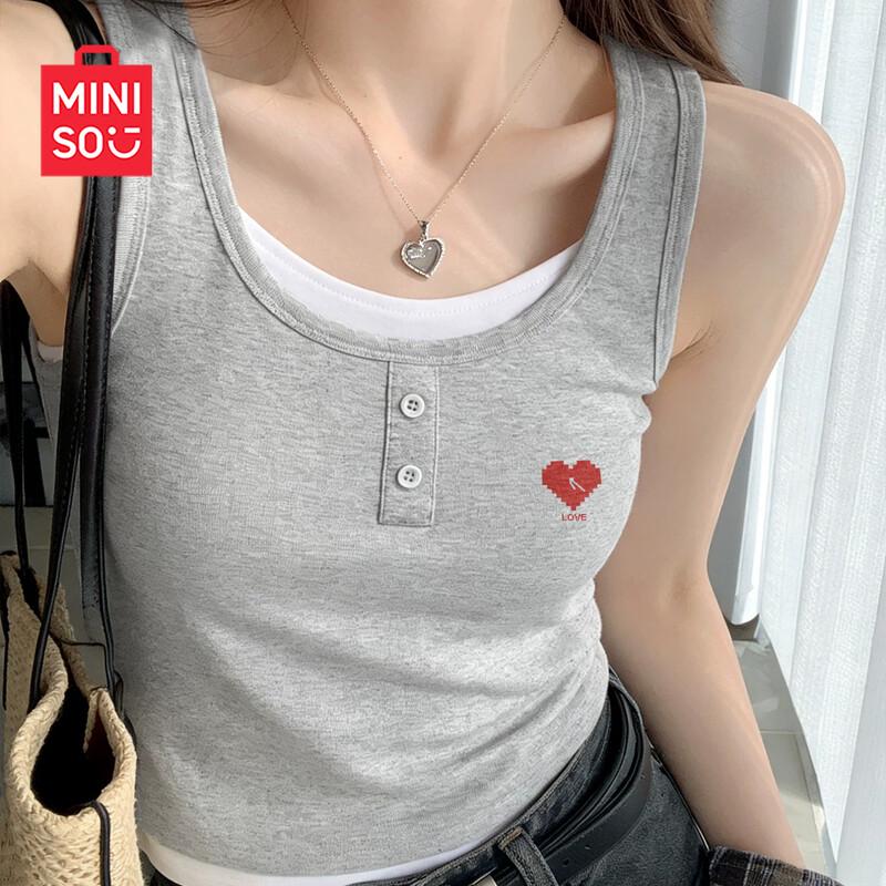 MINISO Женский облегающий топ-майка без рукавов с U-образным вырезом