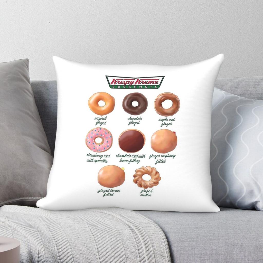 Krispy Kreme Doughnuts Square Pillowcase Polyester Linen Velvet Creative Zip Decorative Pillow Case Home Cushion Cover x