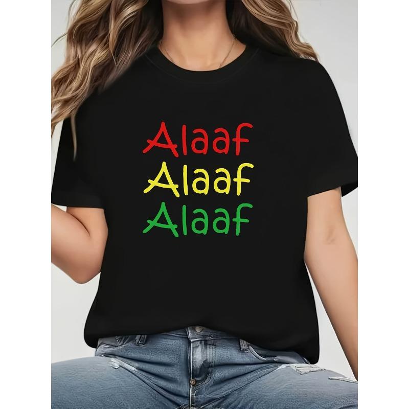 Женская футболка с лозунгом голландского карнавала «Alaaf» в градиенте красного, желтого и зеленого цветов.