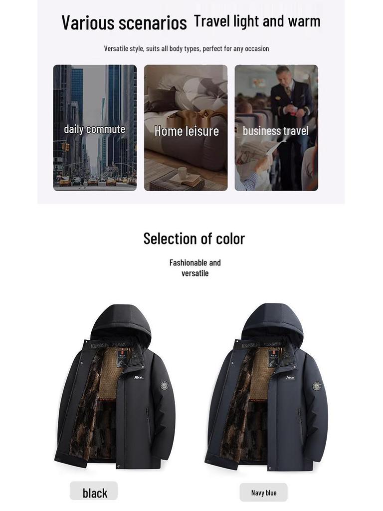 Мужская зимняя хлопковая куртка с подкладкой из плюша - Теплая, ветрозащитная, стильная для среднего и пожилого возраста